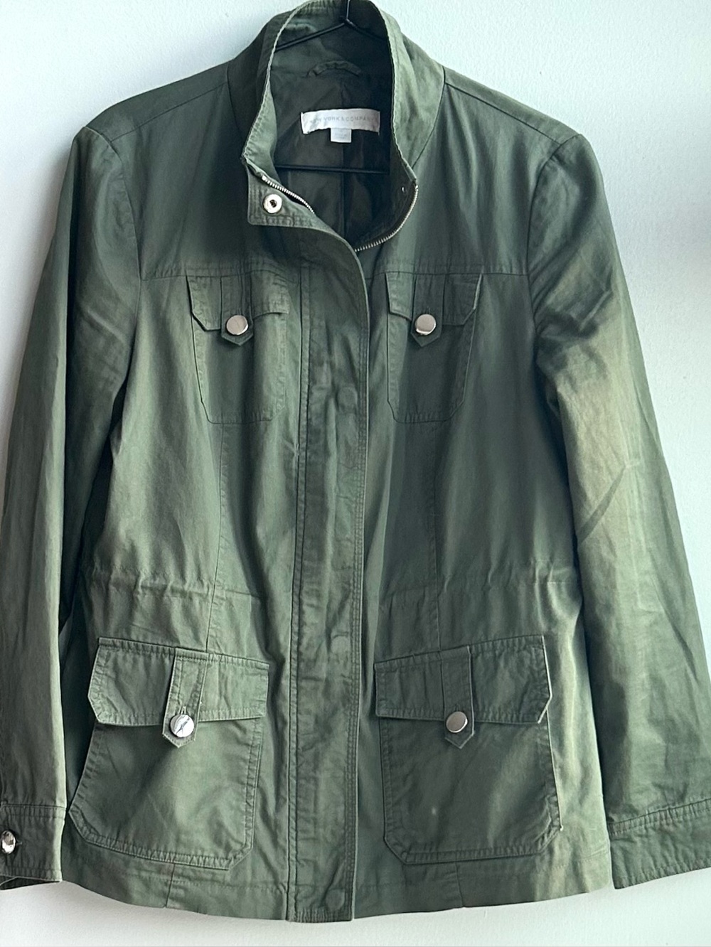 NEW YORK & CO. ladies green field jacket snap/zip front pockets new ⭐️